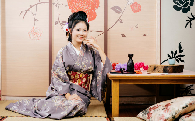 Woman kimono bed perfume ukiyo free wallpaper for desktop - medium preview image