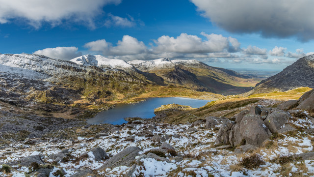 Mountain lake snow clouds panoramic #2 free wallpaper for desktop - medium preview image