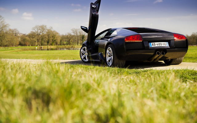 Black sports car door open free wallpaper for desktop - medium preview image
