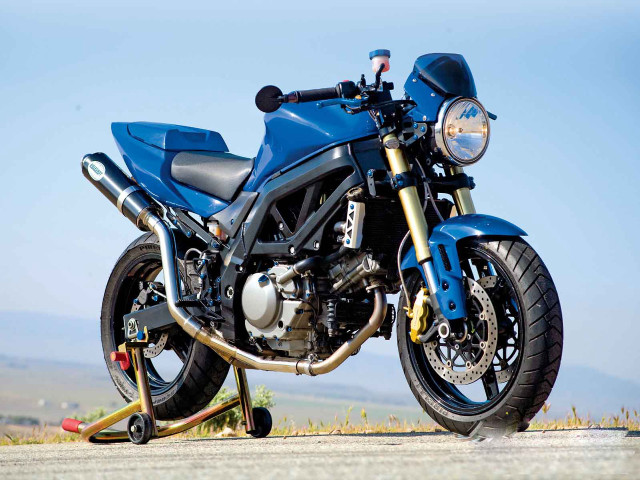 Blue motorcycle road grass field free wallpaper for desktop - medium preview image