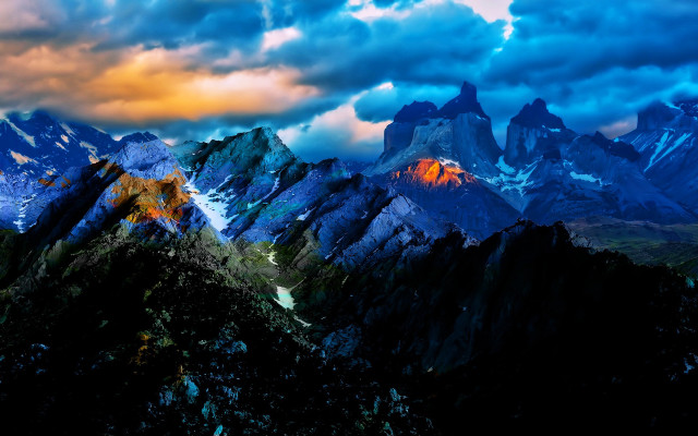 Mountain range cloudy sky city free wallpaper for desktop - medium preview image