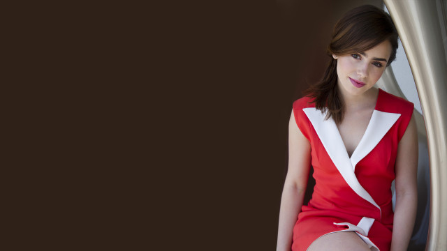 Woman red white dress portrait free wallpaper for desktop - medium preview image