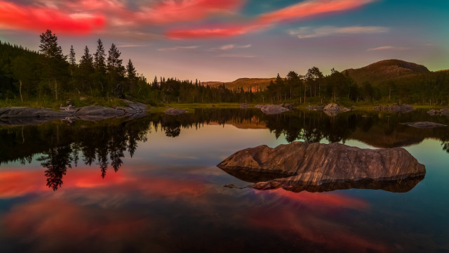 Lake rock mystical sky autumn free wallpaper for desktop - medium preview image