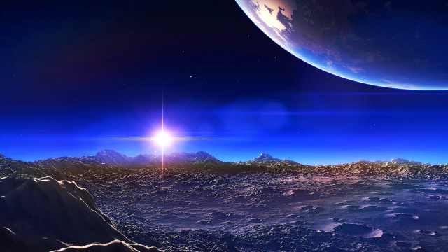 Distant planet earth horizon space free wallpaper for desktop - medium preview image