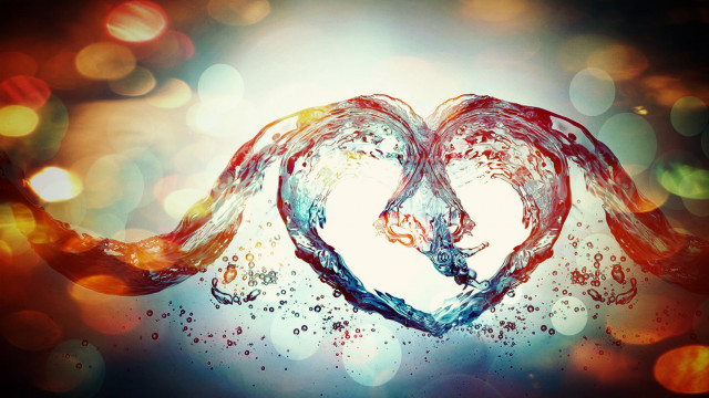 Heart water blue bokeh moon free wallpaper for desktop - medium preview image