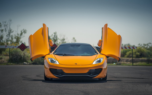 Orange sports car open doors free wallpaper for desktop - medium preview image