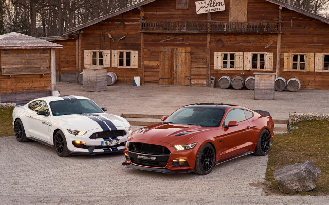 Two cars wooden building barrels free wallpaper for desktop - medium preview image