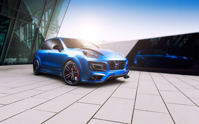 Blue car glass wall tiltshift free wallpaper for desktop - medium preview image