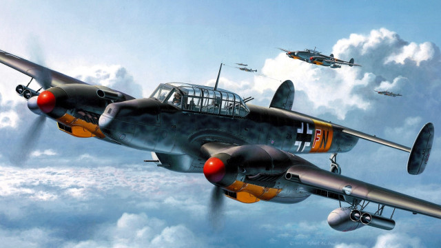 Airplanes clouds diesel punk painting free wallpaper for desktop - medium preview image