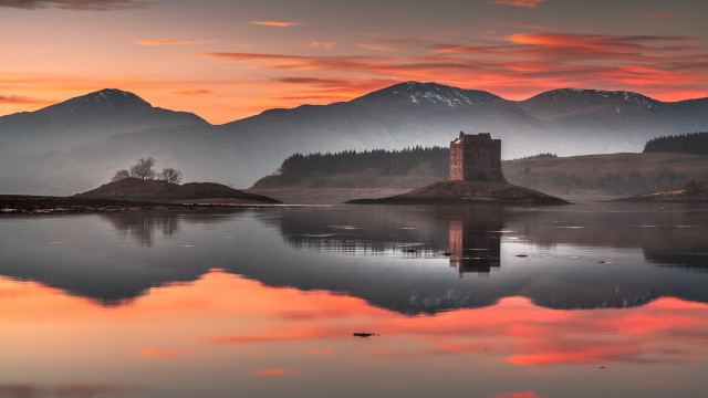 Castle island lake mountains sunset #2 free wallpaper for desktop - medium preview image