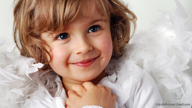 Little girl blue eyes white free wallpaper for desktop - medium preview image
