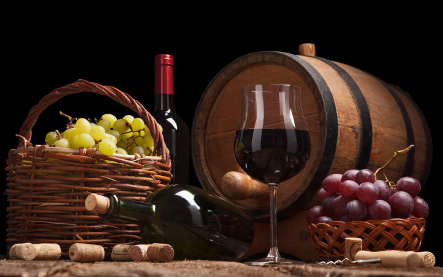 Wine glass bottle grapes basket free wallpaper for desktop - medium preview image