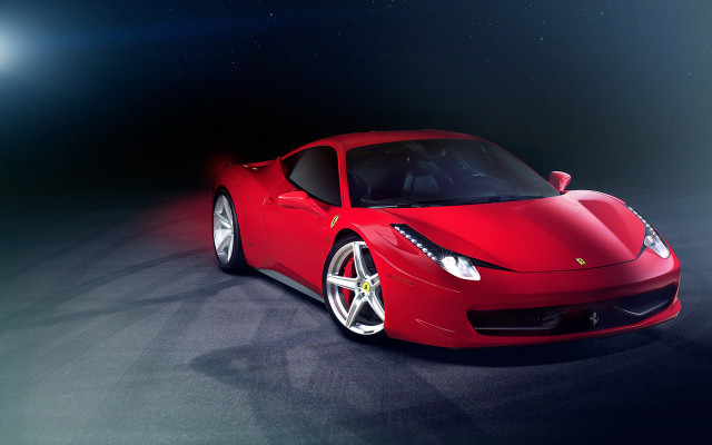 Red sports car night star free wallpaper for desktop - medium preview image