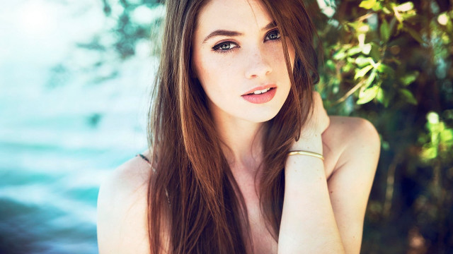 Woman long hair tree water free wallpaper for desktop - medium preview image