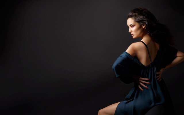 Araceli gilbert blue dress fashion free wallpaper for desktop - medium preview image