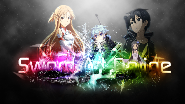 Anime characters neon sign sword free wallpaper for desktop - medium preview image