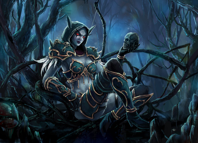 Woman costume knife forest skeleton free wallpaper for desktop - medium preview image