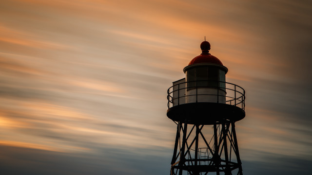 Lighthouse red top cloudy sky free wallpaper for desktop - medium preview image