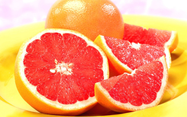 Grapefruits yellow plate blue white free wallpaper for desktop - medium preview image