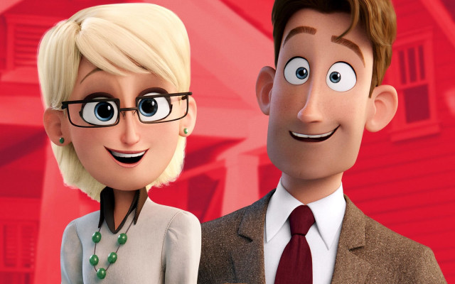 Couple red background house woman free wallpaper for desktop - medium preview image