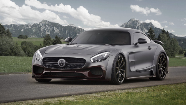 Silver sports car mountains trees free wallpaper for desktop - medium preview image