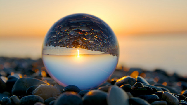 Candle glass ball rocky beach free wallpaper for desktop - medium preview image