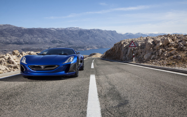 Blue sports car mountain road #2 free wallpaper for desktop - medium preview image