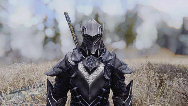 Man black armor sword field free wallpaper for desktop - medium preview image