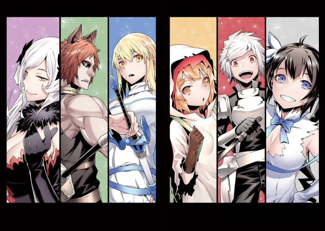 Anime characters rainbow background cat free wallpaper for desktop - medium preview image