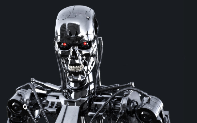 Robot red eyes black background #3 free wallpaper for desktop - medium preview image