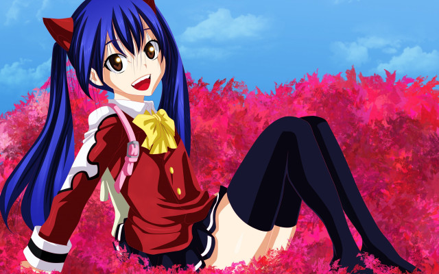 Anime girl blue hair flower #3 free wallpaper for desktop - medium preview image