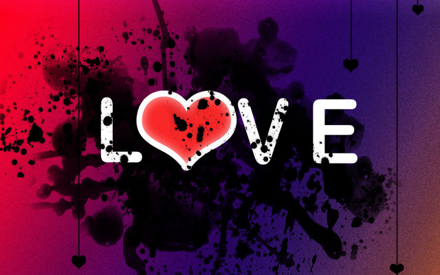 Colorful heart love blood splatter free wallpaper for desktop - medium preview image
