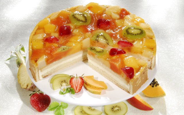 Cake fruit plate slice pastel free wallpaper for desktop - medium preview image