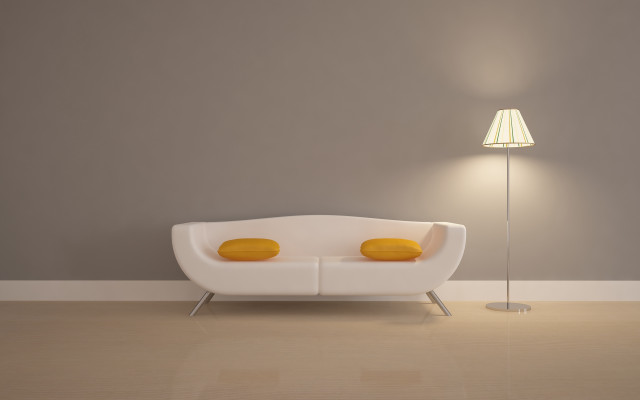 White couch lamp table minimalist free wallpaper for desktop - medium preview image