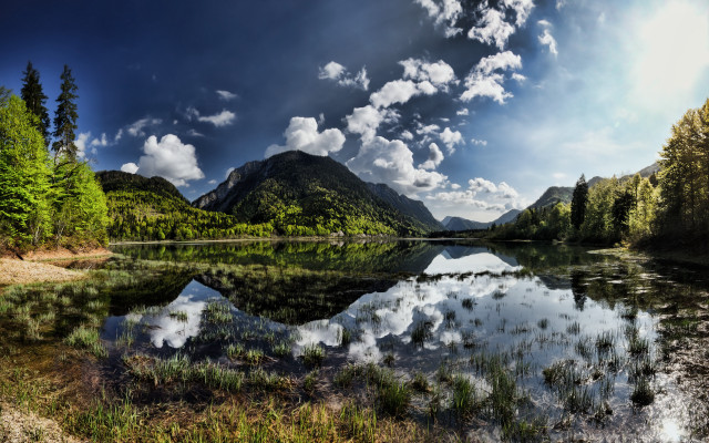 Lake mountains trees cloudy sky #24 free wallpaper for desktop - medium preview image