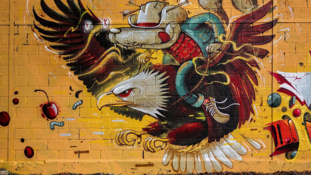 Eagle dog mural fire hydrant free wallpaper for desktop - medium preview image