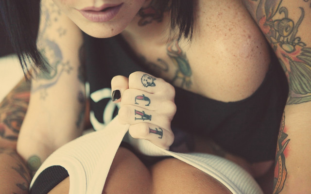 Woman tattoo white object posing free wallpaper for desktop - medium preview image