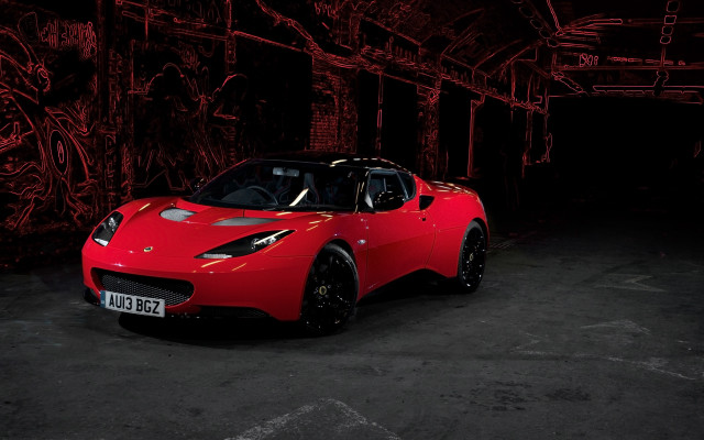 Red sports car graffiti dark free wallpaper for desktop - medium preview image
