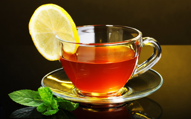 Cup tea lemon slice mint free wallpaper for desktop - medium preview image
