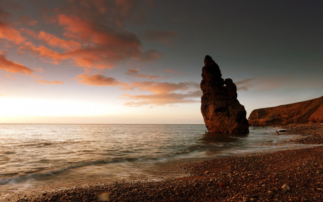 Rock formation beach sunset water #7 free wallpaper for desktop - medium preview image