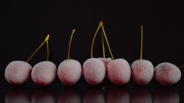 Pink fruit row black surface free wallpaper for desktop - medium preview image