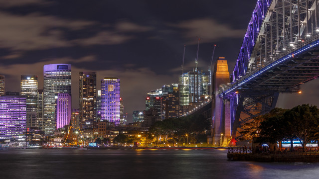 City skyline bridge river night #45 free wallpaper for desktop - medium preview image