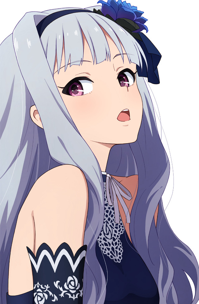 Gray haired blue dress bow free wallpaper for mobile - medium preview image