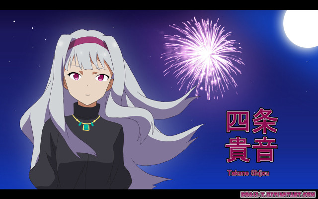 White haired girl fireworks night free wallpaper for desktop - medium preview image