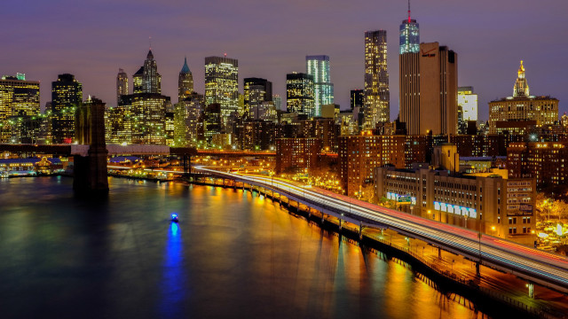 City skyline night bridge river #40 free wallpaper for desktop - medium preview image