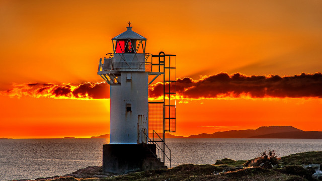 Lighthouse rocky shore sunset clouds #15 free wallpaper for desktop - medium preview image
