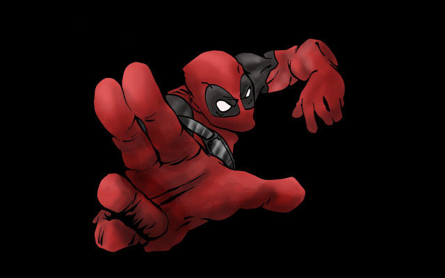 Deadpool flying arms wide eyes free wallpaper for desktop - medium preview image