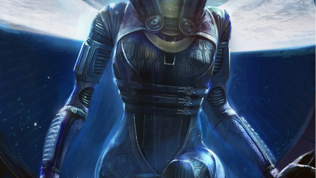 Woman space suit water sword free wallpaper for desktop - medium preview image