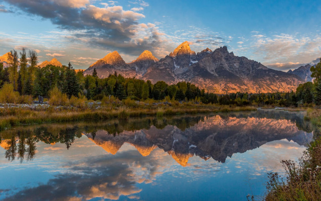 Mountain reflection sunset colorful sky #4 free wallpaper for desktop - medium preview image