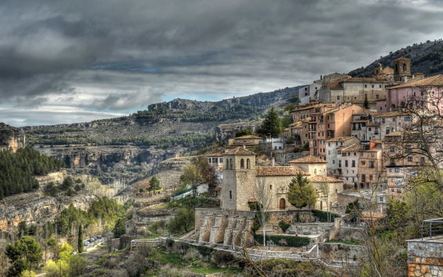 Village hill cloudy sky mountain free wallpaper for desktop - medium preview image